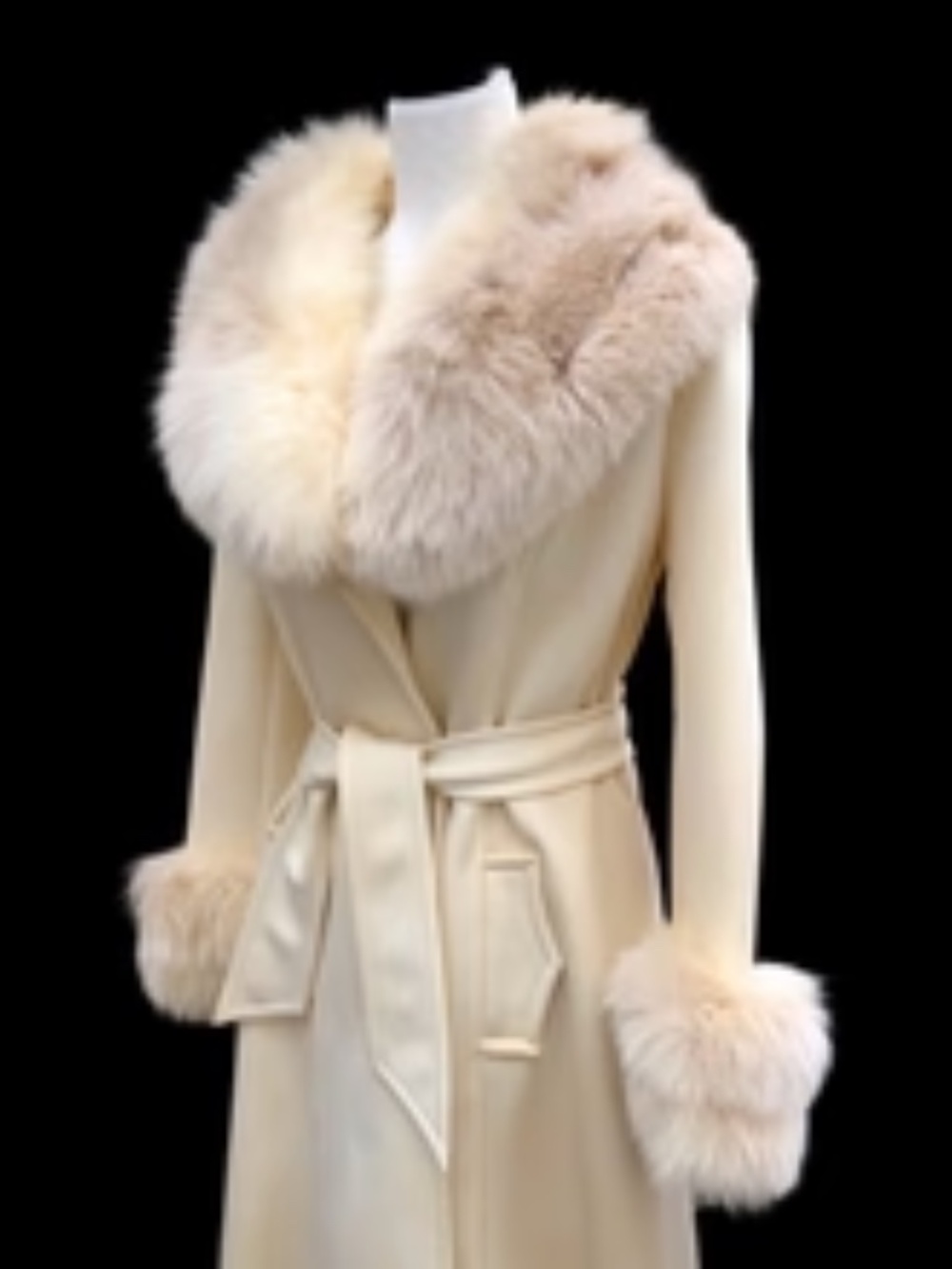 Vintage 60’s LIlli Ann White Cream Ombré Fox Fur Princess Fit and Flare Belted - Picture 8 of 15